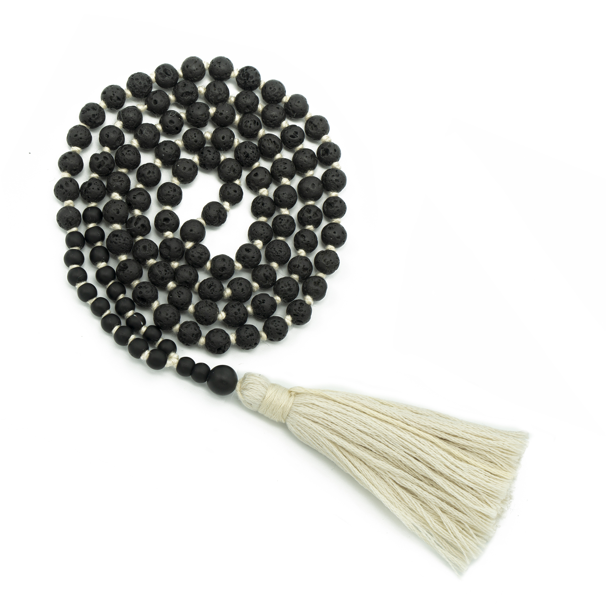 Lava Stone & Bian Stone - Temple Mala Necklace
