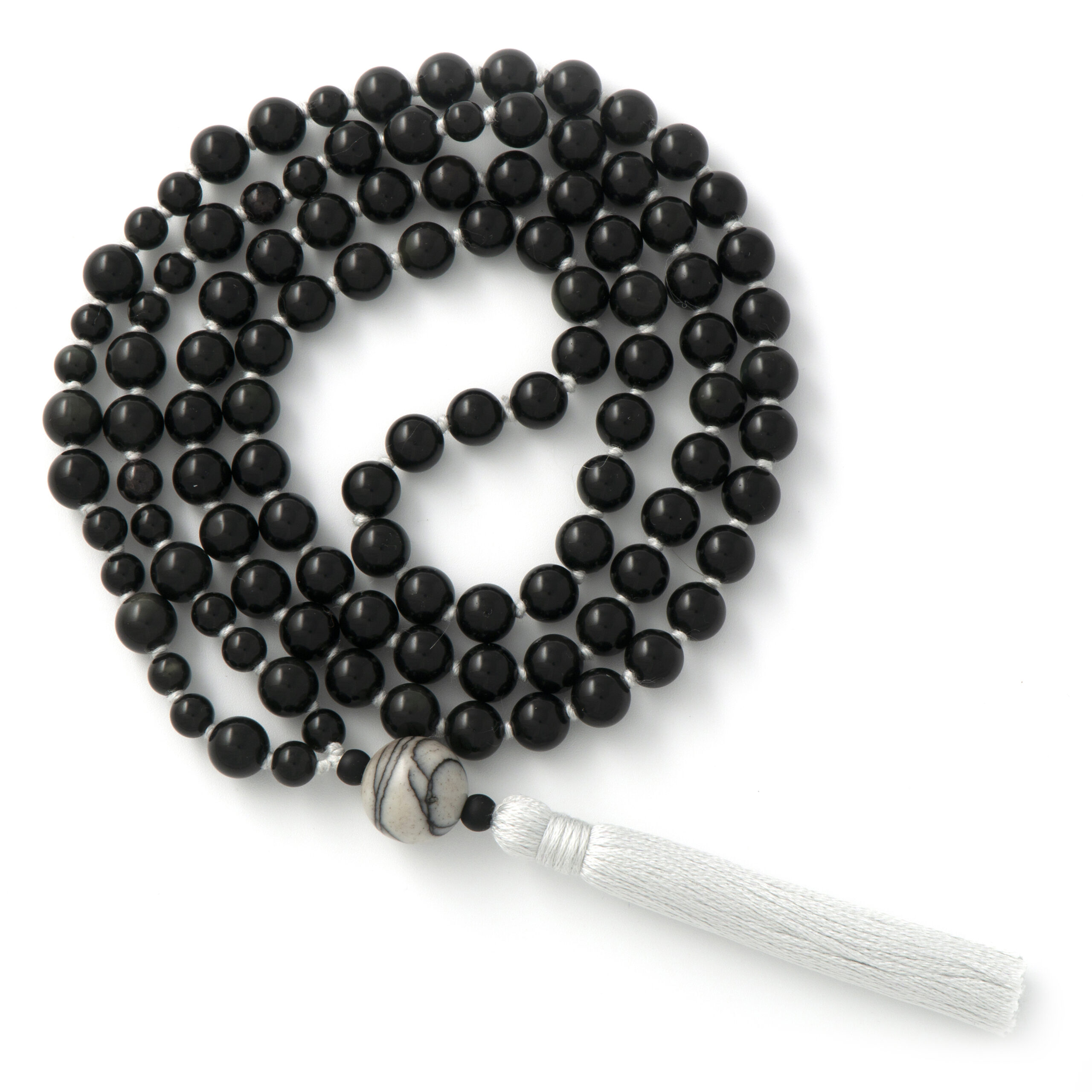 Obsidian & Jasper - Temple Mala Necklace